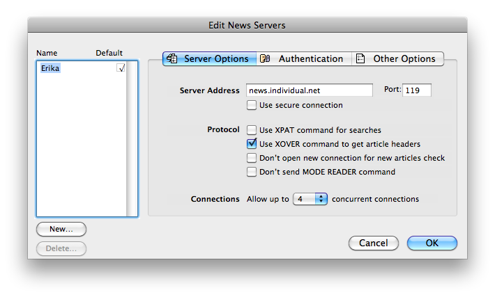 NewsWatcher - Server Options
